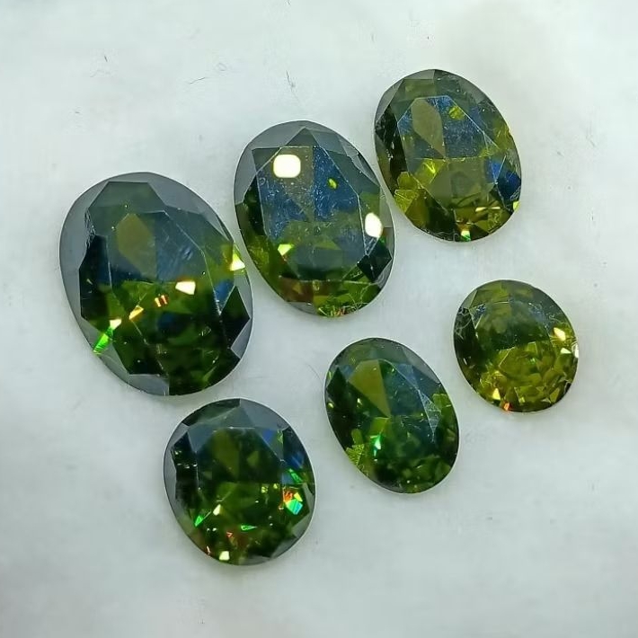 Batu Permata Diamond Peridot Cutting Oval