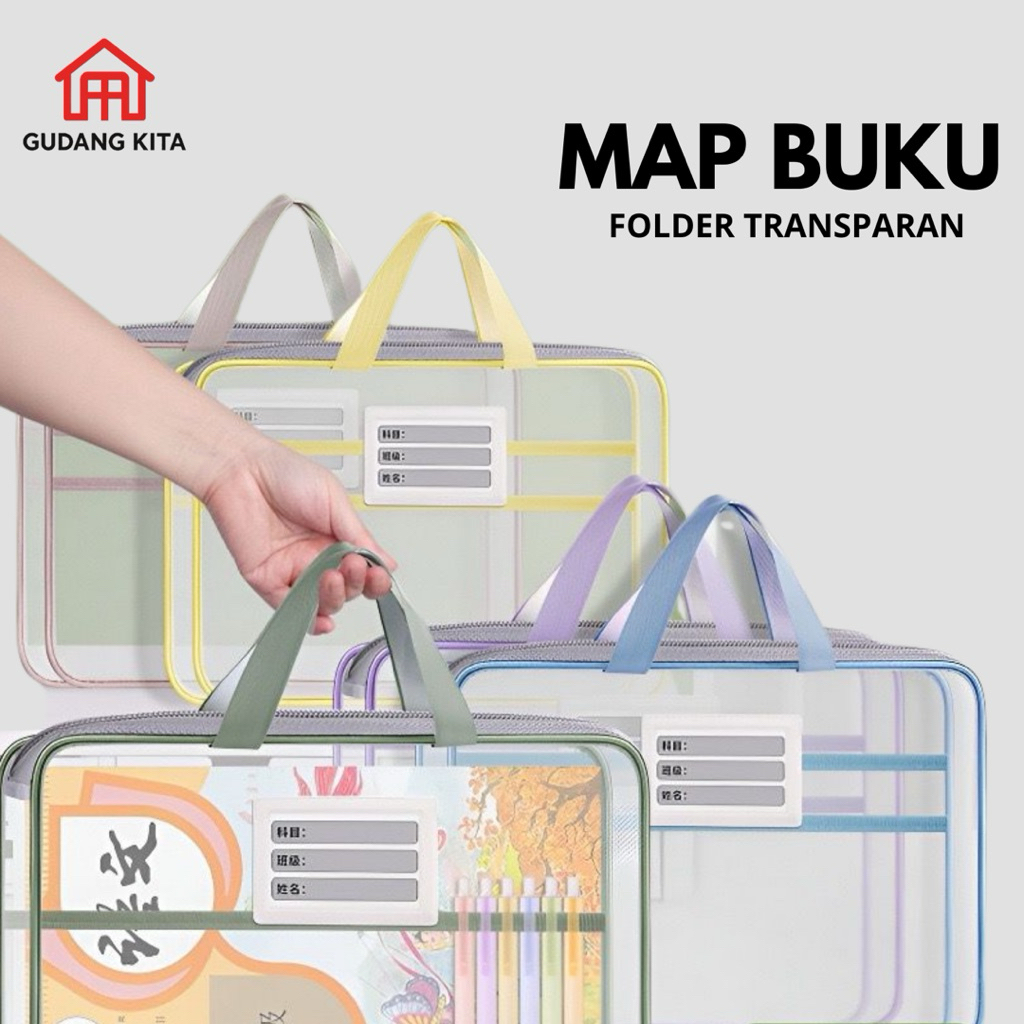 

Tas Dokumen Transparan A4 dengan Resleting Ganda & Tali Pegangan – Map Arsip Sekolah Kantor