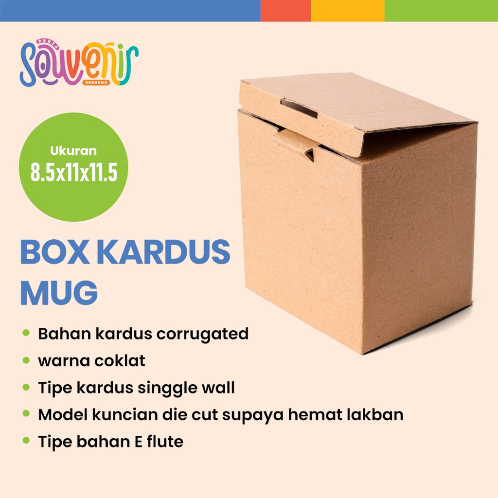 

BOX KARDUS Baru MUG / GELAS 8.5x11x11.5 cm DUS PACKING E-FLUTE | Kardus / Karton Box Polos