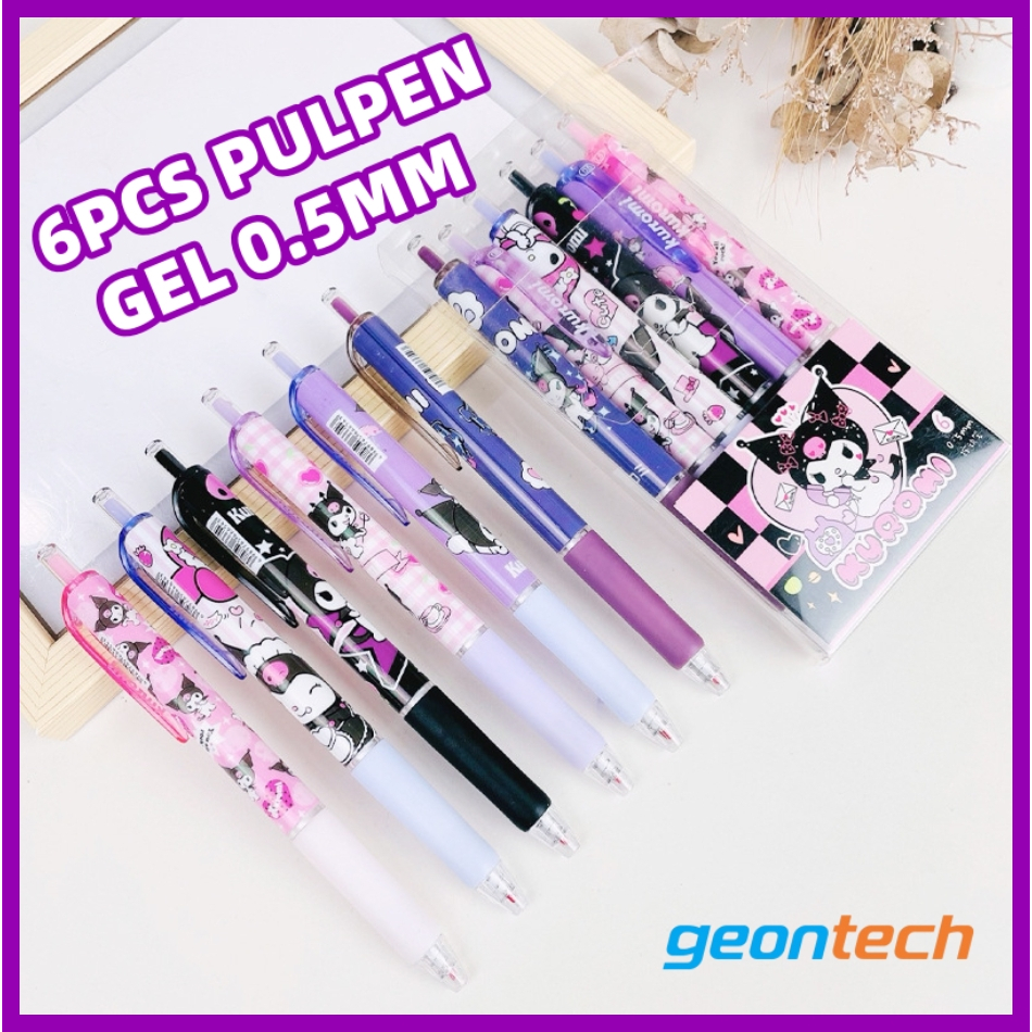 

【】Pulpen Gel 0.5mm 6PCS / Pen Bolpoin Tinta Gel Cair lete Model Cetekan Isi / Pena Aesthetic Edition Karakter Kartun Lucu