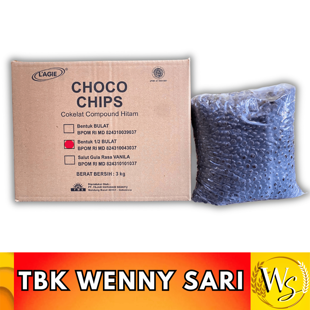 

Lagie Chocochips 1/2 Bulat Repack 250 Gram - 500 Gram - 1 KG