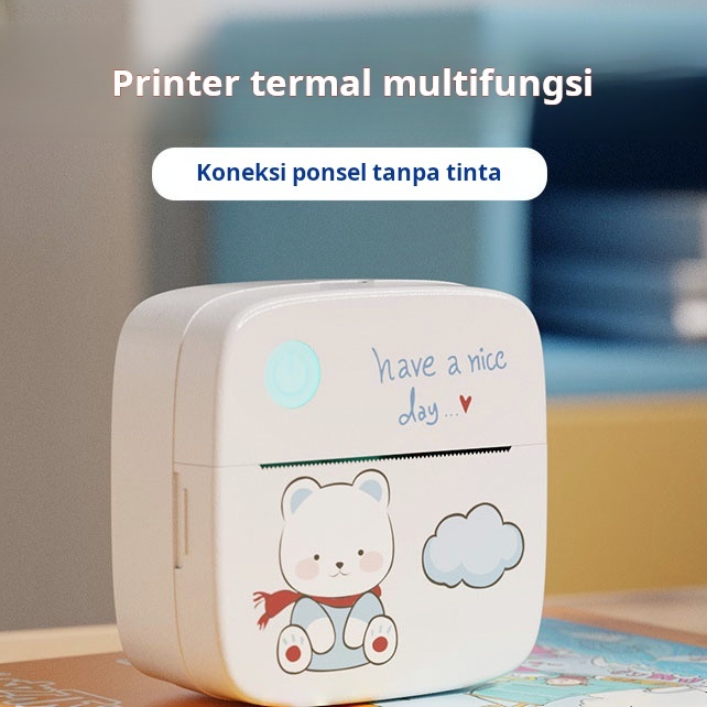 Printer Thermal Bluetooth Mini, Printer Portable Saku untuk Cetak Foto & Tugas Rumah