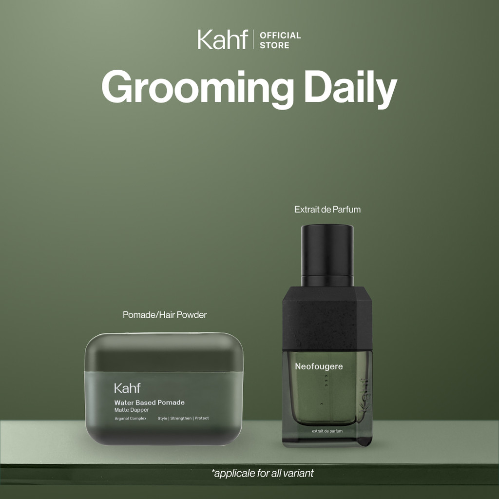 Kahf Paket Grooming Daily Look Isi 2 (Extrait de Parfum + Pomade/Hair Powder) - Approved by Barber a