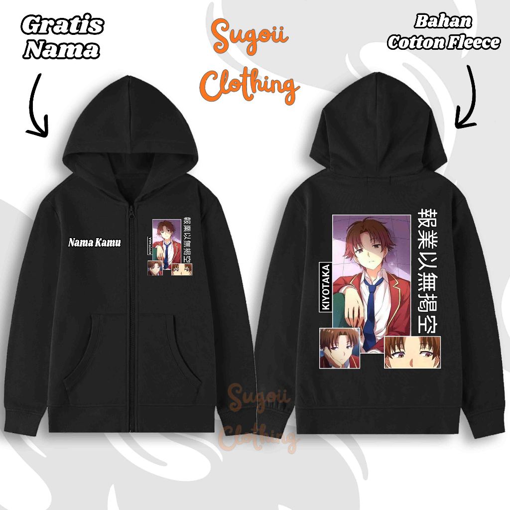 Jaket Zipper Resleting Anak Anime Classroom Of The Elite Kiyotaka Ayanokoji Sweater Hoodie Terbaru