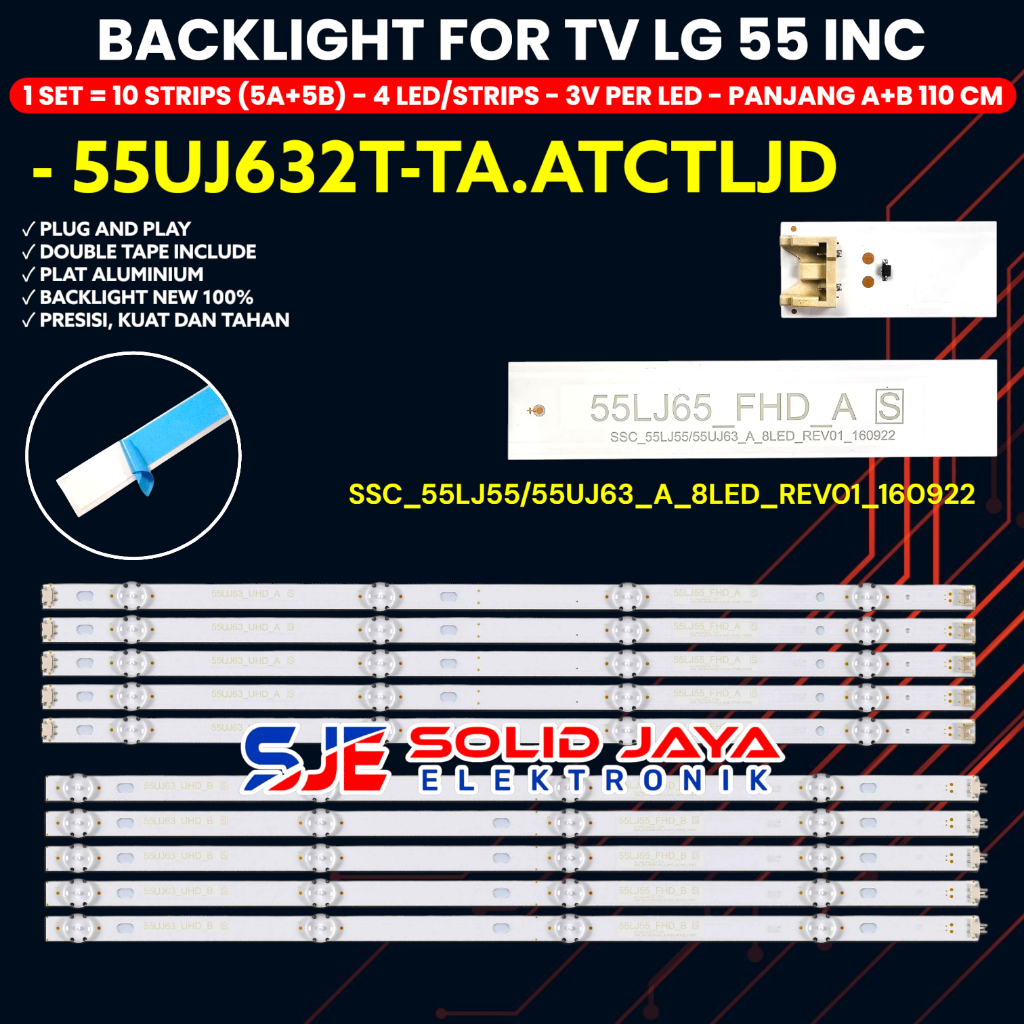 BACKLIGHT TV LG 55 INCH 55UJ632T 55UJ632 55UJ632T-TA.ATIYLJD 55UJ632T-TA.ATCTLJD LAMPU BL LED 55UJ