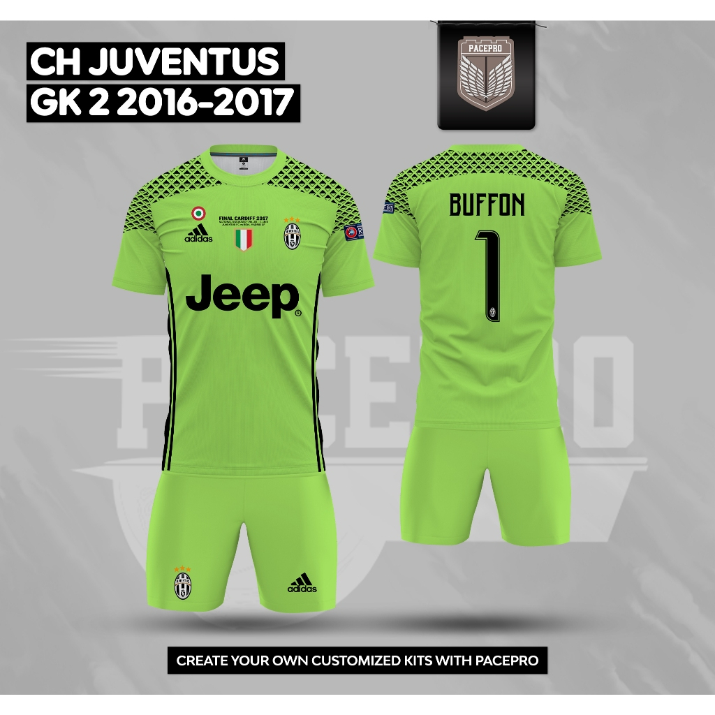 Jersey Bola CH JUVENTUS GK 2 2016-2017 PENDEK Free Custom Nama dan No Punggung Full printing