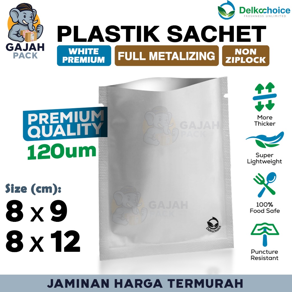 Plastik Sachet Bag PREMIUM FULL METALIZING WHITE Putih Kemasan Saset Alumunium Foil Termurah