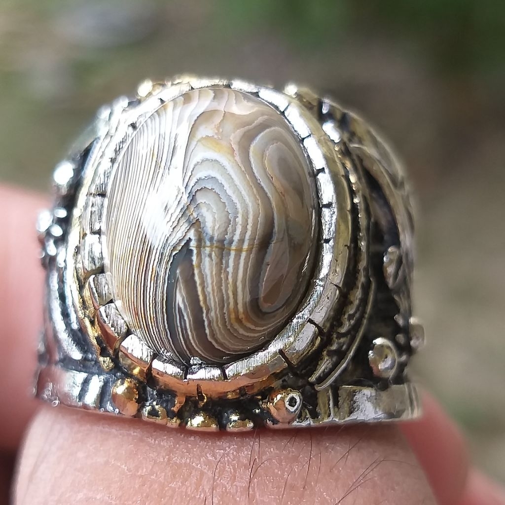 Batu Akik Karang Nunggal Full Pamor Klasik Tegas Berakarakter Berwibawa Unik Langka Natural 100% Asl