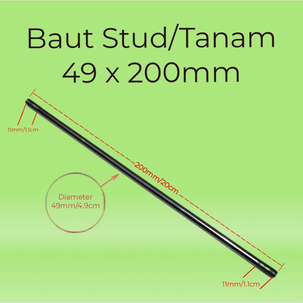 Baut stud tanam 49x200mm ( 4.9x20cm) bahan stik pompa semprotan manual sprayer 2 liter