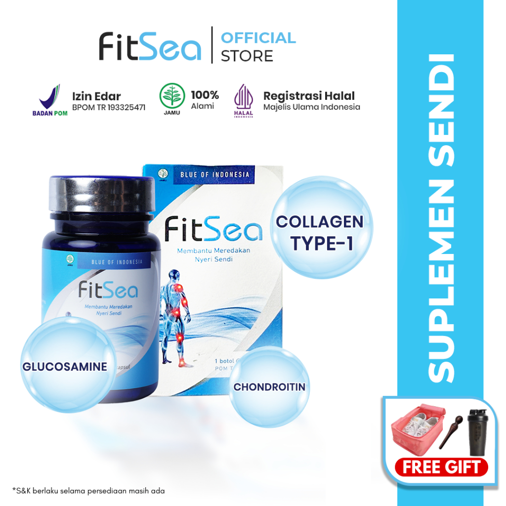 FitSea 60 Kapsul - Obat Herbal Original Alami Glucosamine Chondroitin Collagen untuk Nyeri Sendi Rem