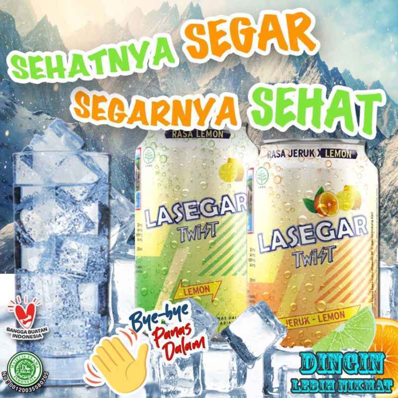 Lasegar Twist Minuman Soda Karbonasi Penyegar Lemon Jeruk Leci Kaleng 320 ml
