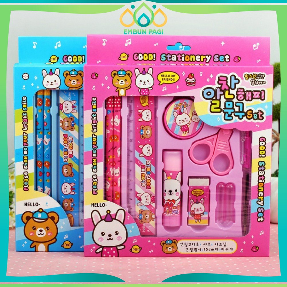 

EC Paket Alat Tulis Anak 8IN1 Karakter / Alat Tulis Set Anak TK Gift Kids Stationery / Set School Supplies for Child Embun Pagi A26