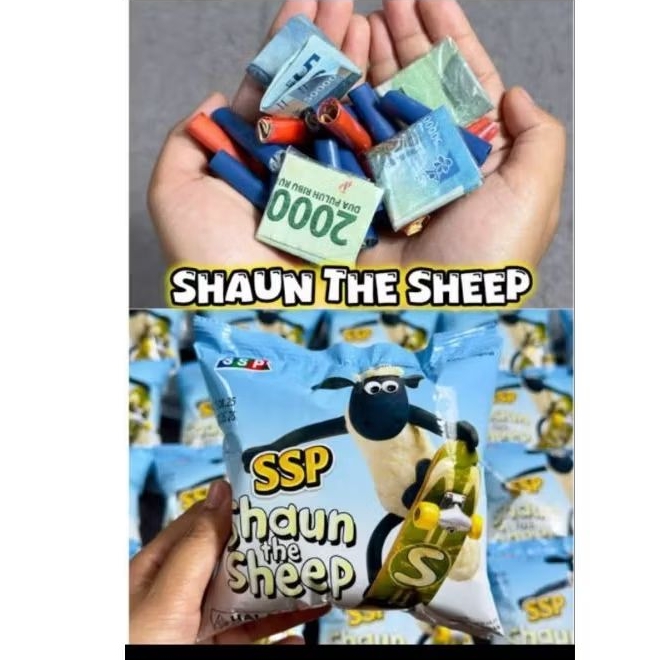 

snack ciki viral berhadiah merk shaun the sheep