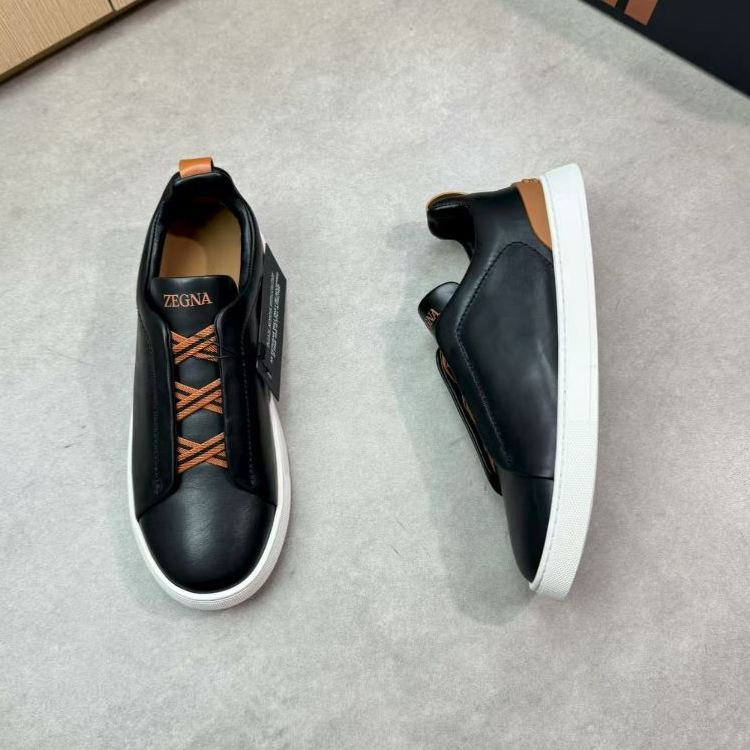 Zegna men's leather casual shoes, fashionable and comfortable sports shoes, lightweight flat shoes