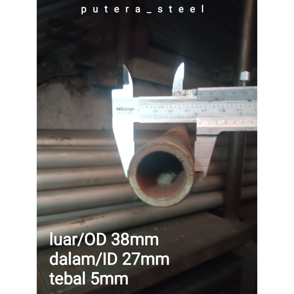pipa besi seamles luar/OD 38mm dalam/ID 27mm tebal 5mm ukuran 10-100cm