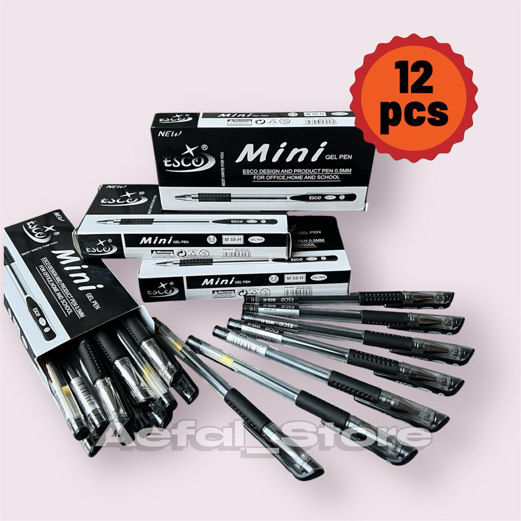 

(1 pak) Bolpen Gel Esco Mini Original isi 12pcs Grosir