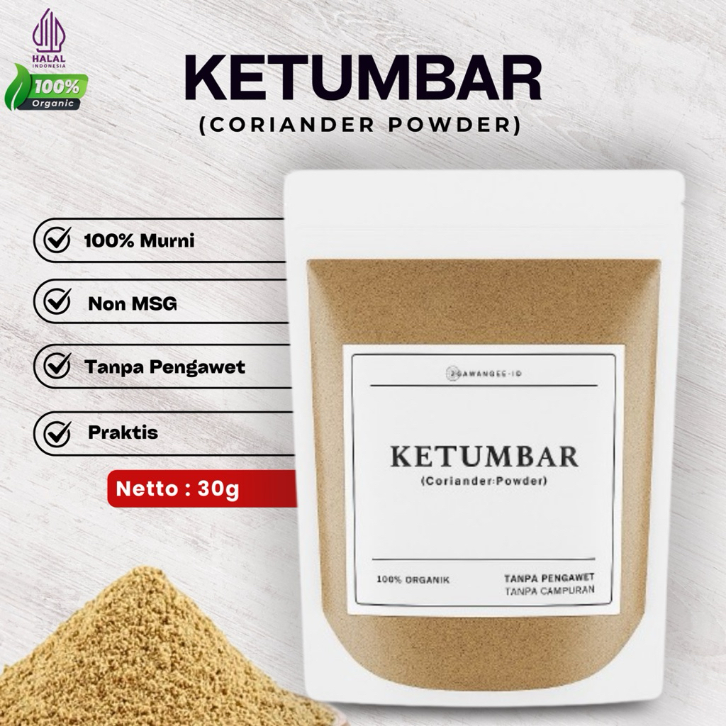 

Ketumbar Bubuk Sachet - Coriander Powder, Bumbu Rempah Asli Organik Murni 30gr