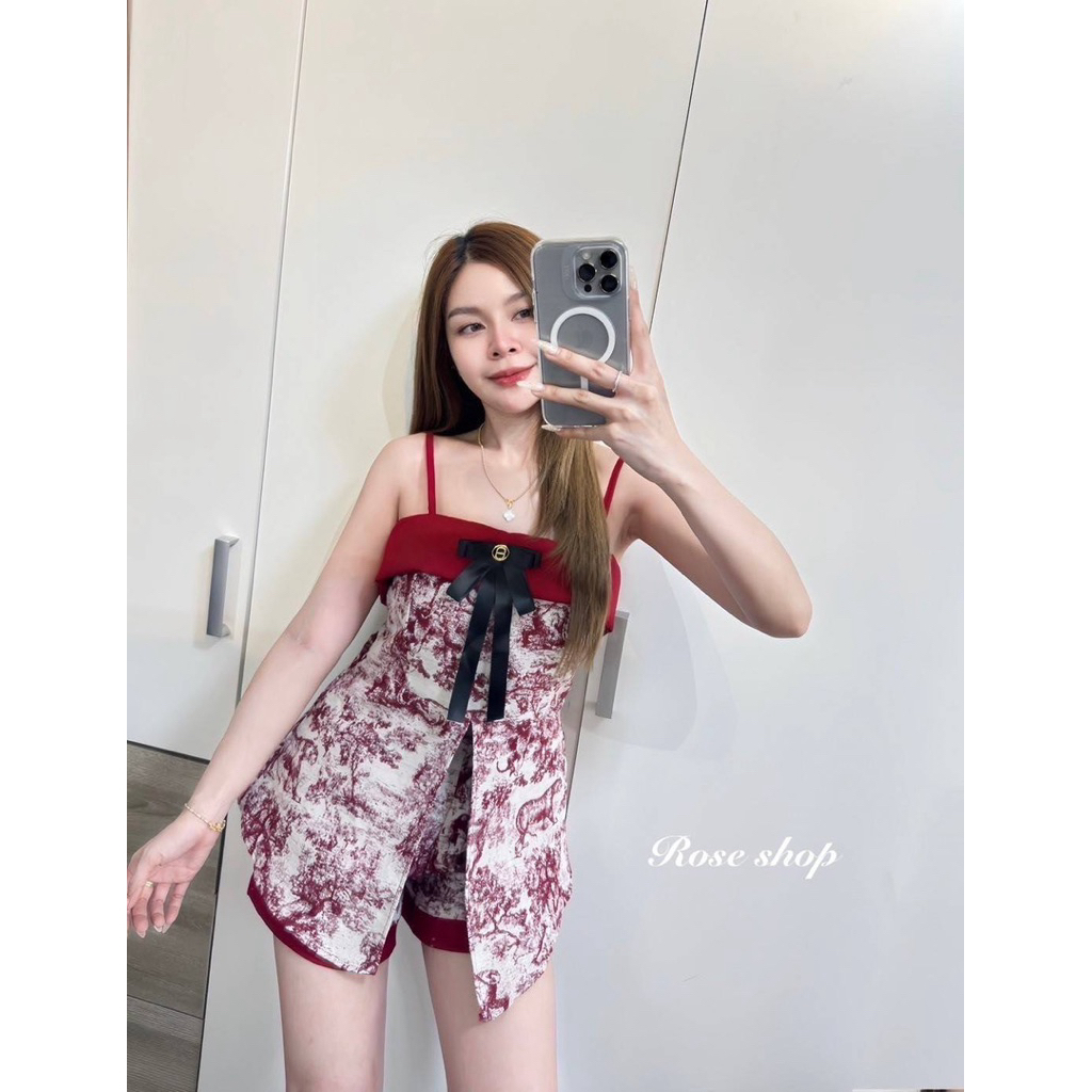 (ST-000484)setelan tali kecil ada cup bra ada pita depan