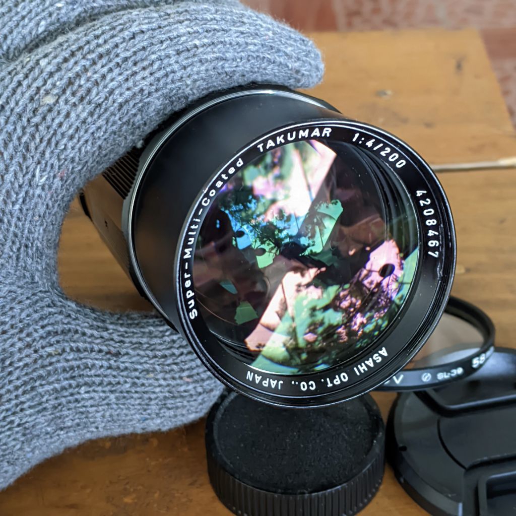 Lensa manual Super multi Takumar 200mm F4 Cakep free adapter Sony Fujifilm