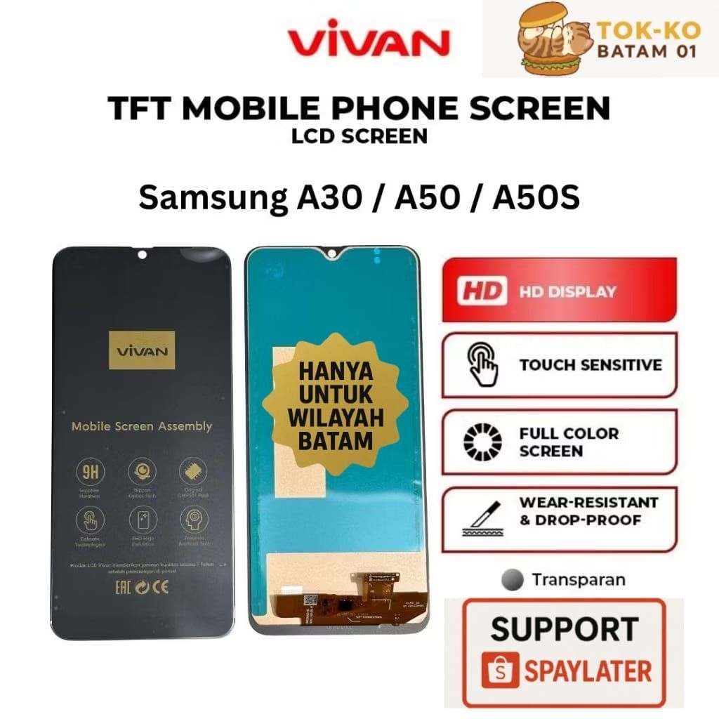 SAMSUNG A30 A50 A50s VIVAN LCD + TOUCHSCREEN 1 SET NON FINGERPRINT - BATAM