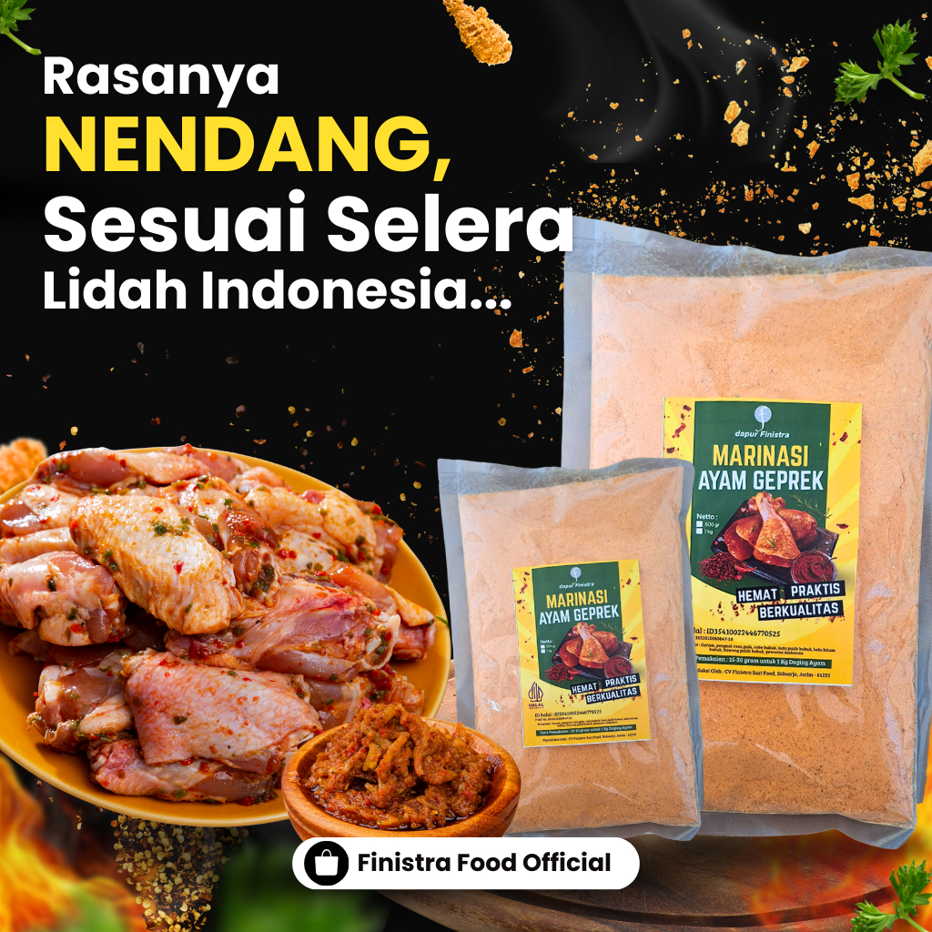 

Bumbu Marinasi Ayam Geprek 1 Kg Dapur Finistra