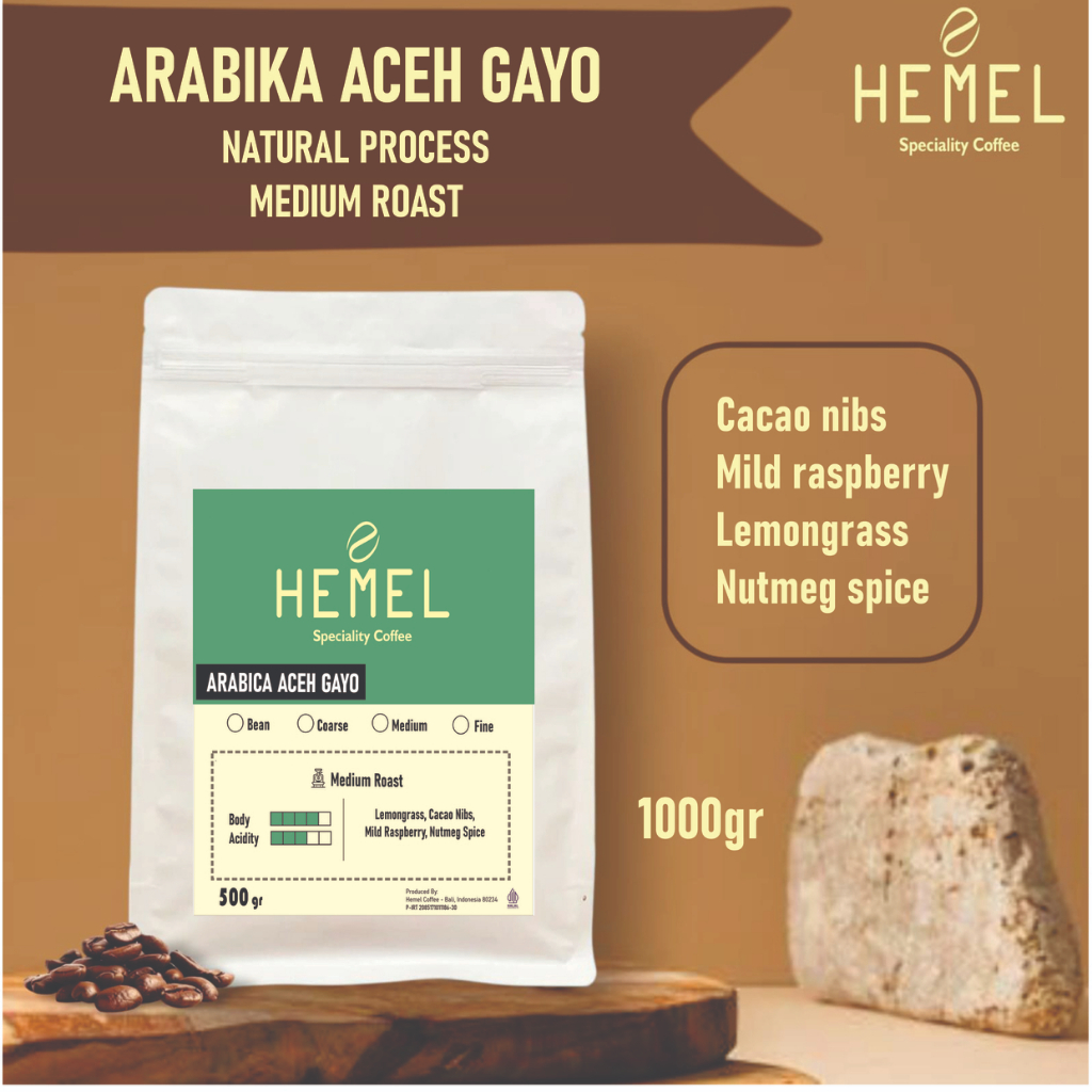 

Hemel Coffee - Kopi Arabika Aceh Gayo – Biji Kopi & Bubuk Premium 1000gr LEBIH HEMAT