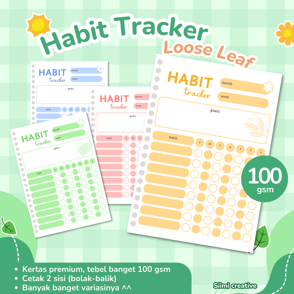 

SIIMI HABIT TRACKER (LOOSE LEAF/ISI BINDER) UKURAN A5