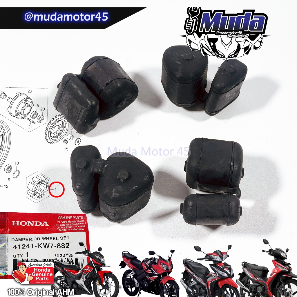 KARET TROMOL NAP GIR CAKRAM SUPRA X DD BLADE 125 SONIC 150 41241-KW7-881 41241KW7882 BANTALAN SPROCK
