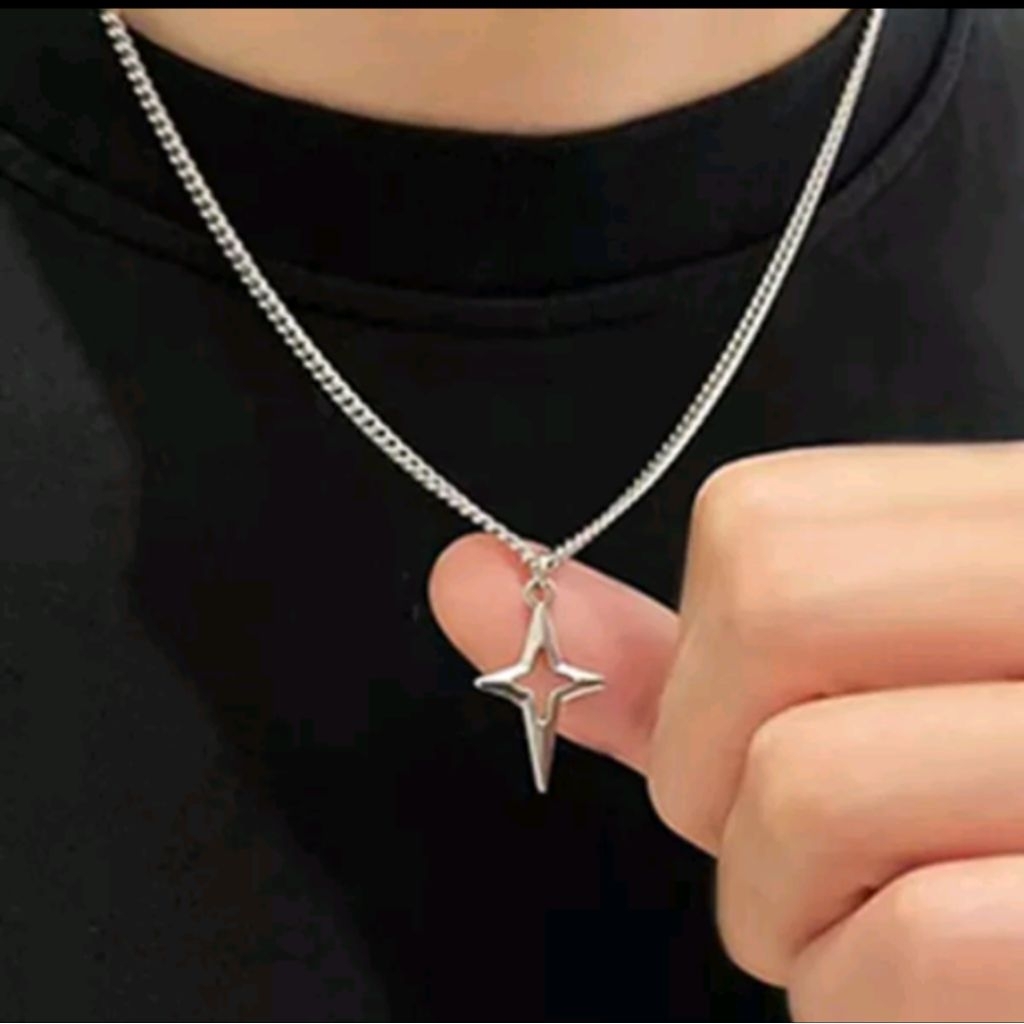 KALUNG RANTAI TITANIUM PRIA DAN WANITA LIONTIN SALIP BINTANG NECKLACE TERBARU ANTI KARAT ANTI LUNTUR