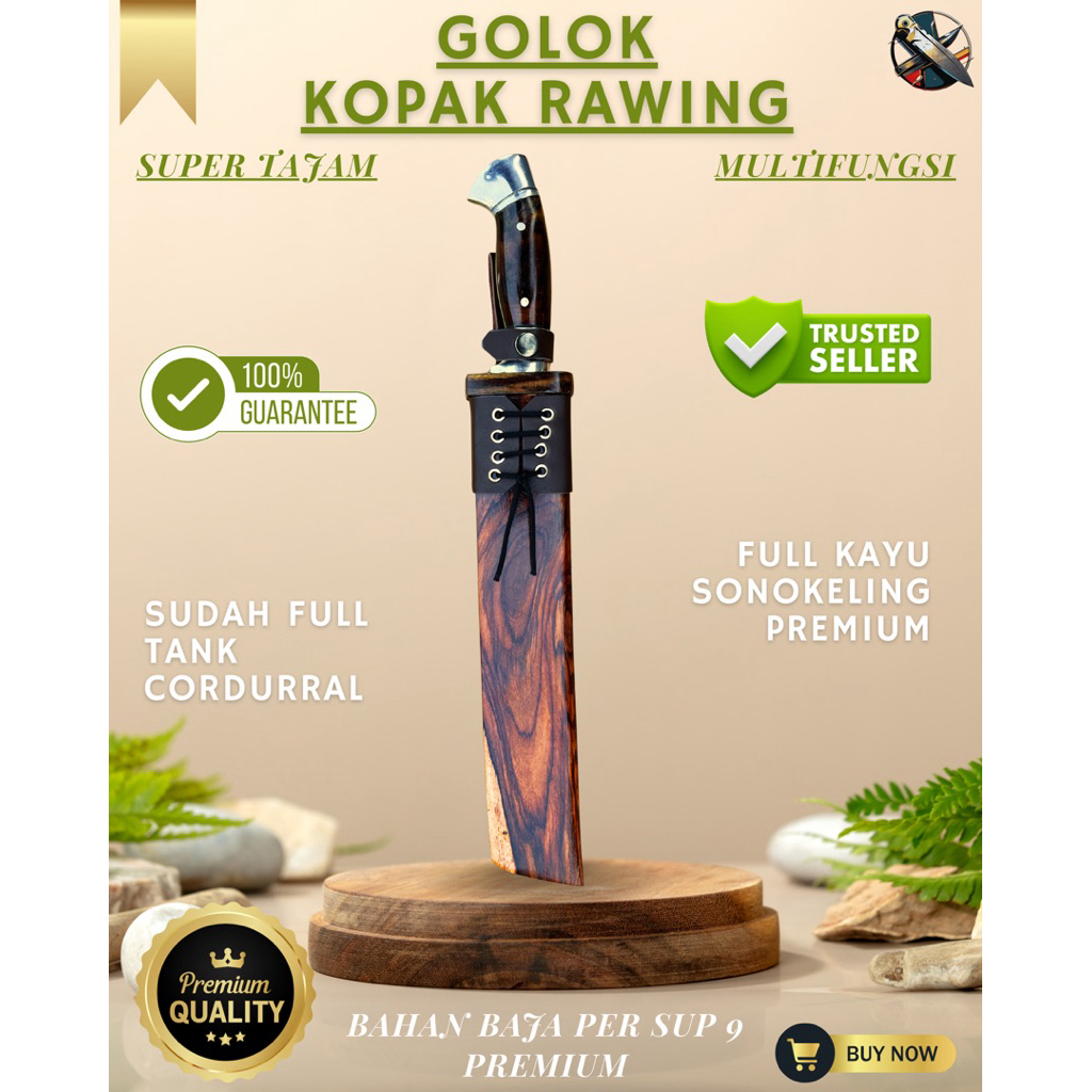 [BILAH_PISAU] GOLOK KEBUN KOPAK RAWING GOLOK BAJA SUPER TAJAM 30cm Bahan Baja Per SUP9 Asli Original