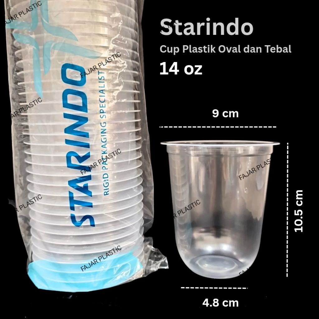 1 Dus (1000 Pcs) Cup Starindo OVAL 14oz - Gelas Cup Kopi - Cup Boba