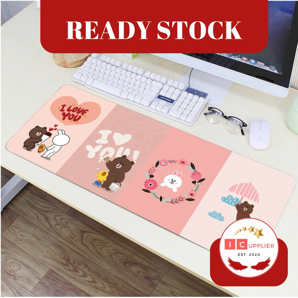 [ORI] Icupplier Premium Mouse Pad Gaming 80x30cm ketebalan 3mm Motif LINE FRIENDS - BROWN CONY Lucu 