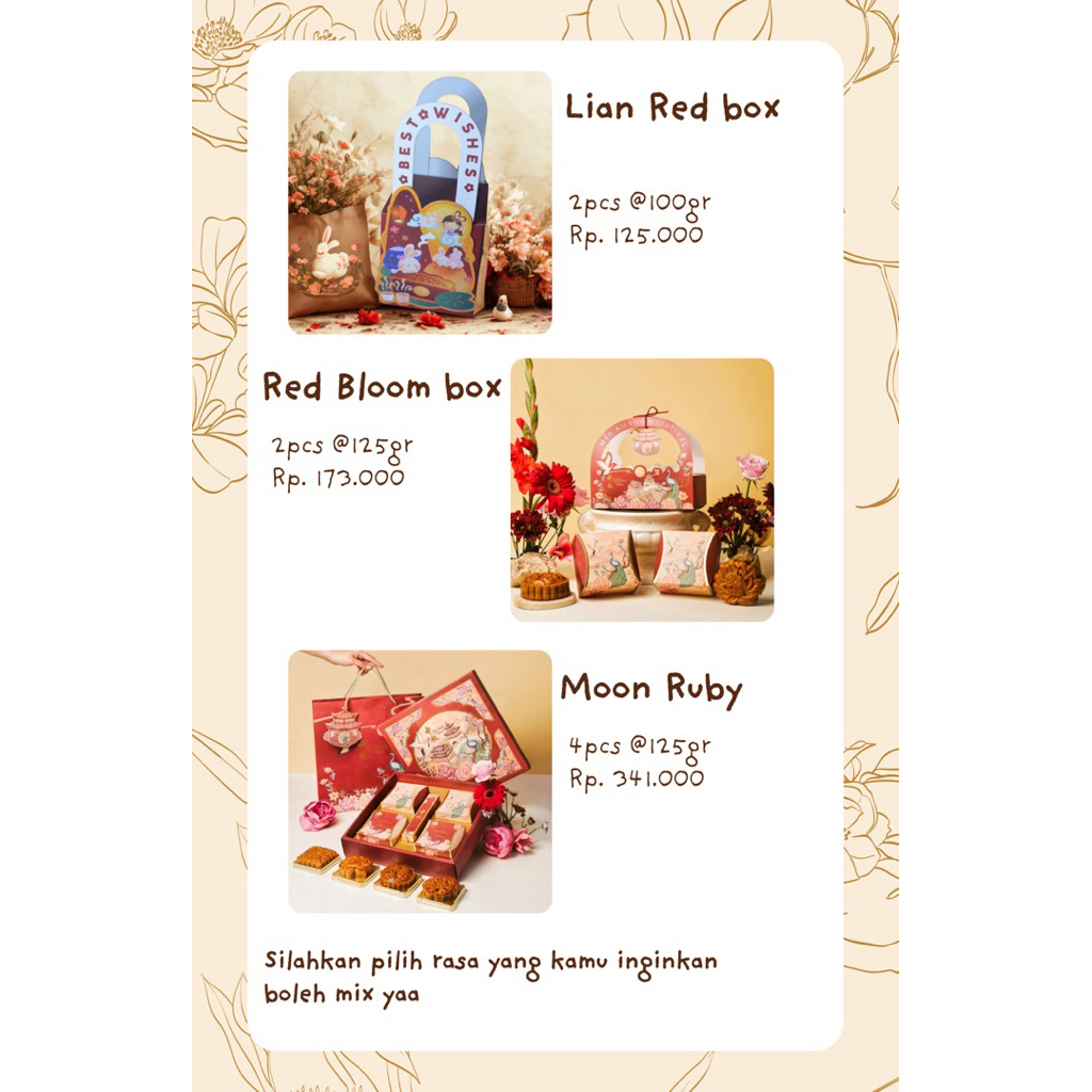 

HAMPERS MOONCAKE KUE BULAN HALAL BANYAK PILIHAN -50gr/pcs