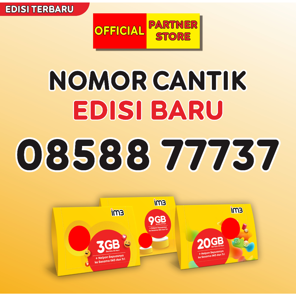 Kartu perdana Indosat 11 Digit Nomor Cantik & RAPIH Freedom Internet 3GB + Nelpon Seksiya Utama 30 H