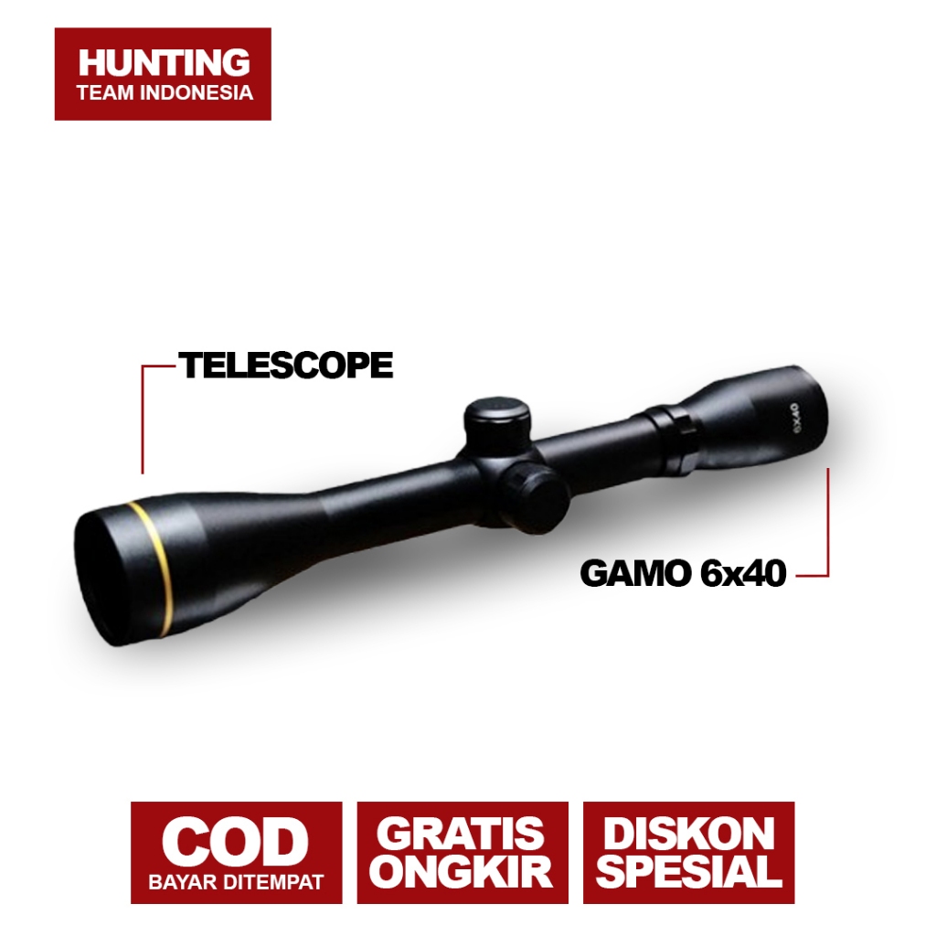 GAMO NITRO 6X40 PALING LARIS TELESKOP GAMONITRO 6X40 RETIKEL HK 6 TEROPONG SENAPAN ANGIN