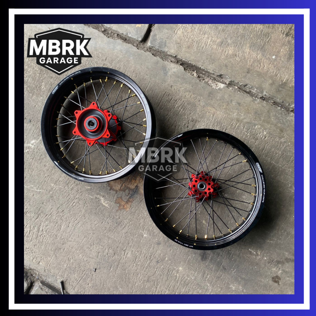 WHEELSET VELG RODA SUPERMOTO CRF EXPEDITION SCARLET TANPA BAN