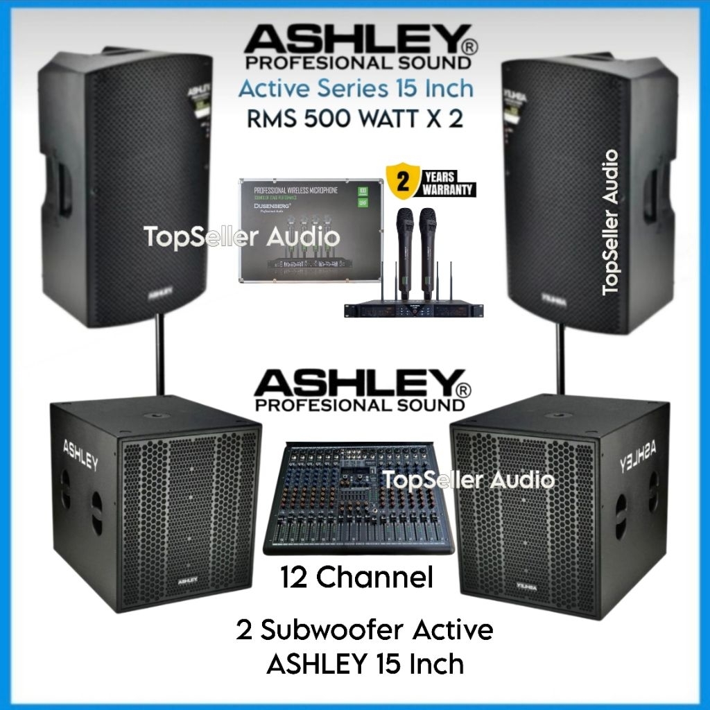 Melodix Paket Sound System Outdoor & Ruangan Aula Dll Speaker Aktif ASHLEY 15 Inch Subwoofer ASHLEY