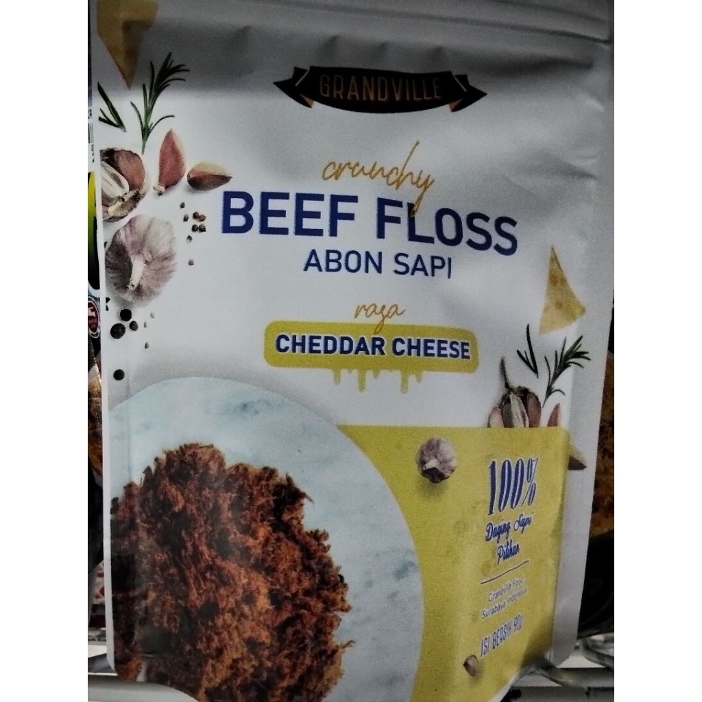 

grandville abon sapi dengan rasa cheddar chesee 100% danging asli