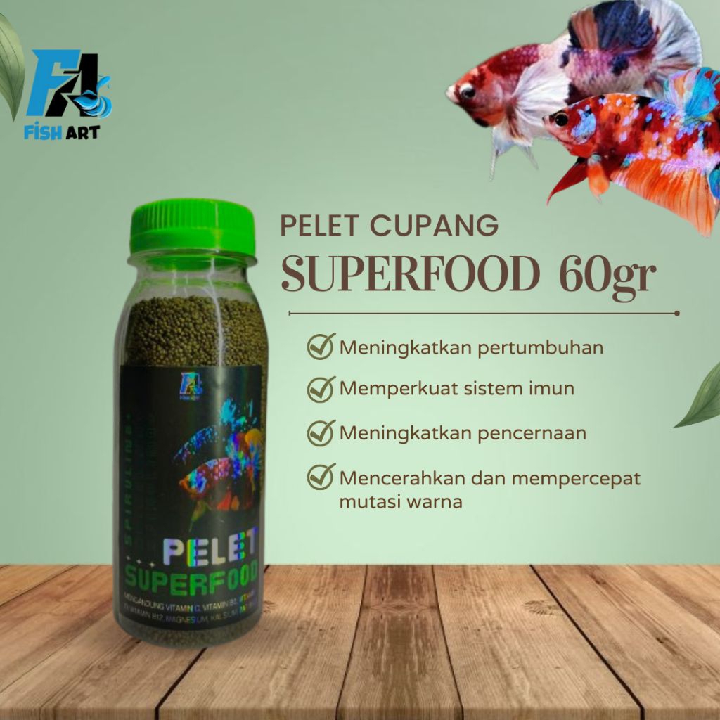 Pelet Ikan Cupang SuperFood Spirulina++ 60gr