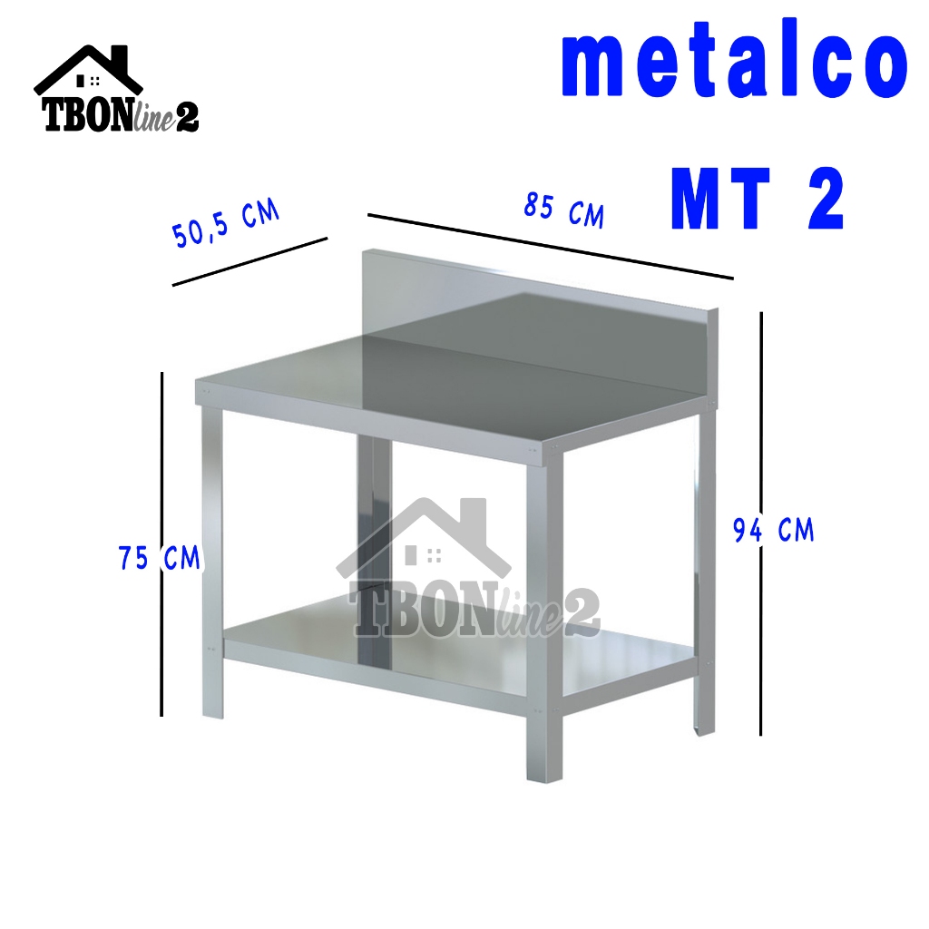 MEJA KOMPOR MEJA DAPUR 2 RAK STAINLESS STEEL KNOCKDOWN SYSTEM - METALCO MT2