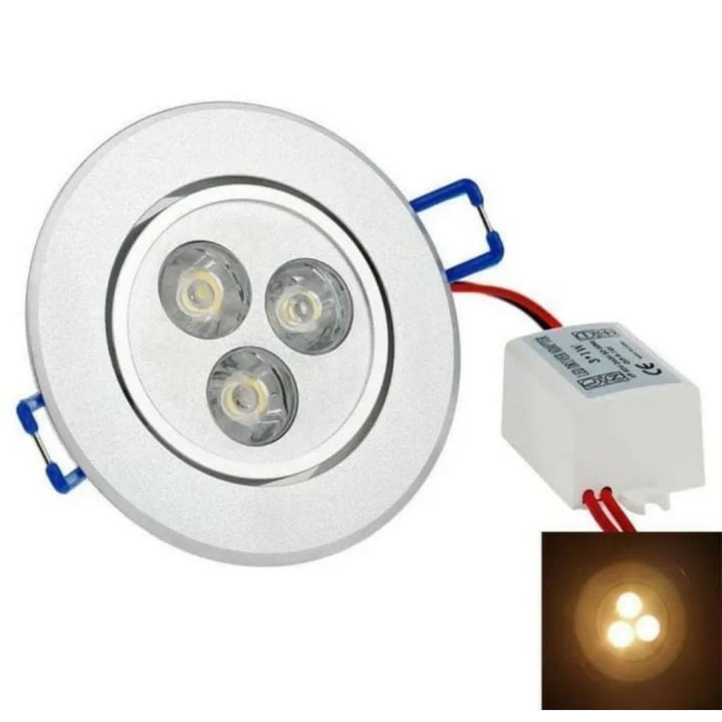 Lampu downlight led 3 watt 3 mata lampu led plafon tanam inbow 3 mata