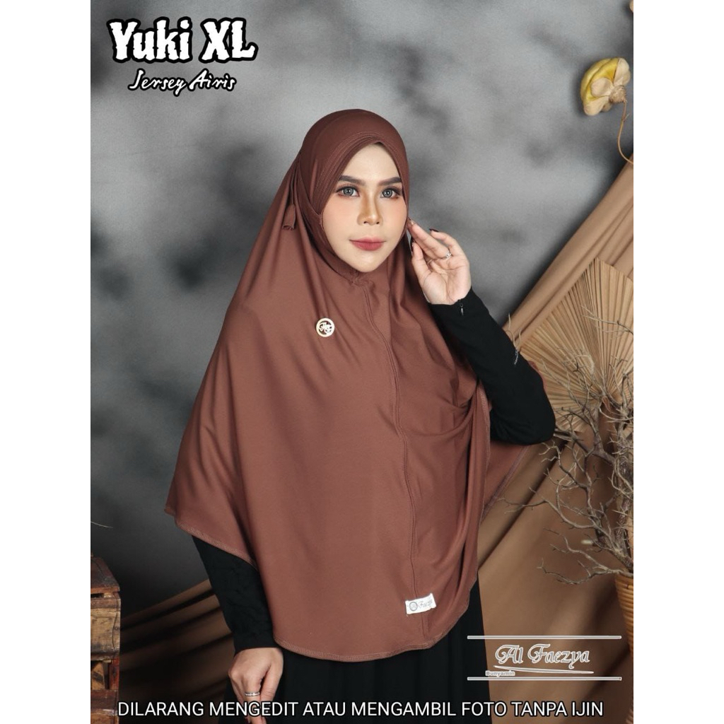 851 YUKI XL JILBAB SIRIA AL FAEZYA JUMBO XL SYARI NONPED ANTILETOY JERSEY AIRIS/HIJAB Nonpet 2 jari 
