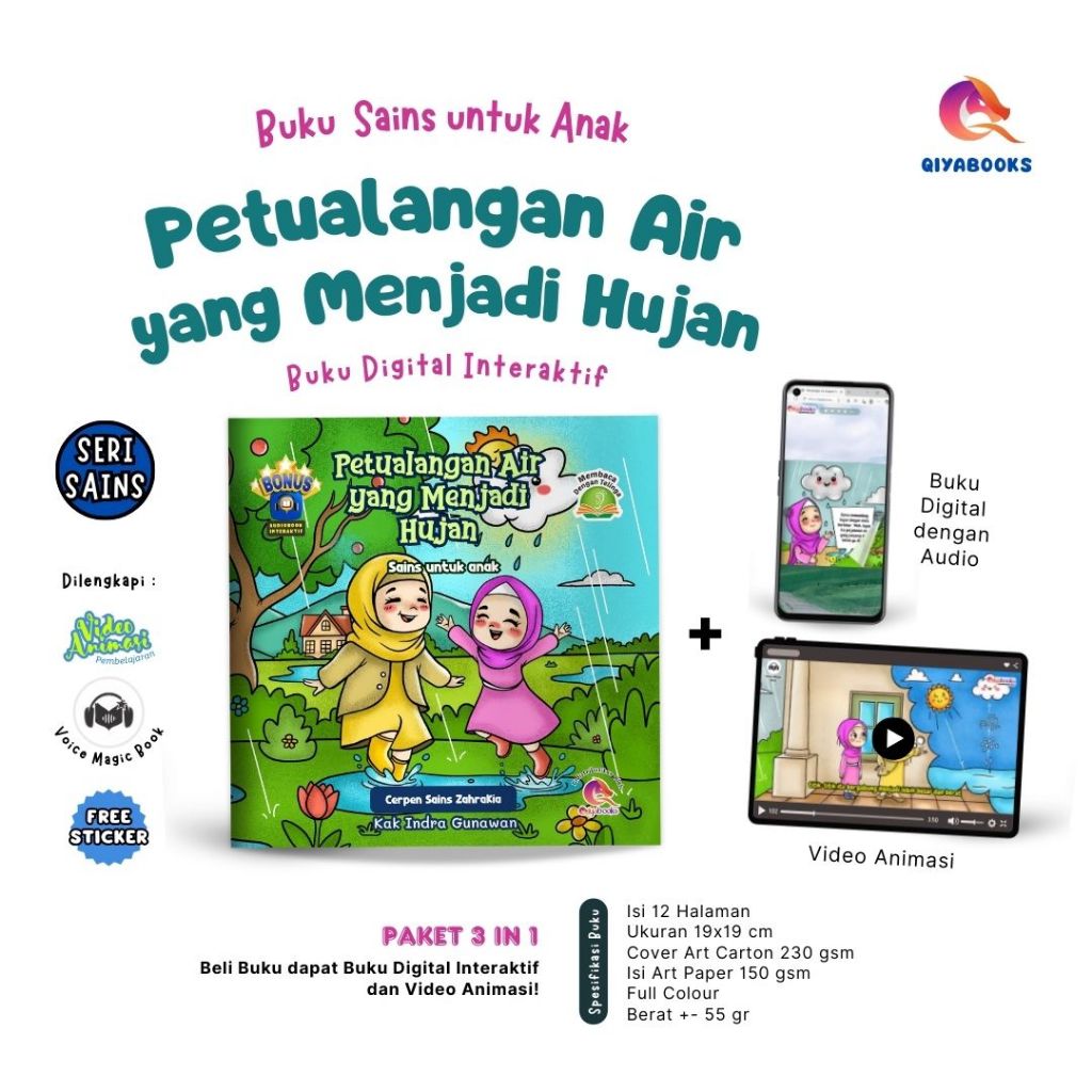 Buku Anak - Seri Sains : Petualangan Air Yang Menjadi Hujan Full Color + Voice Magic Book-Qiya Books