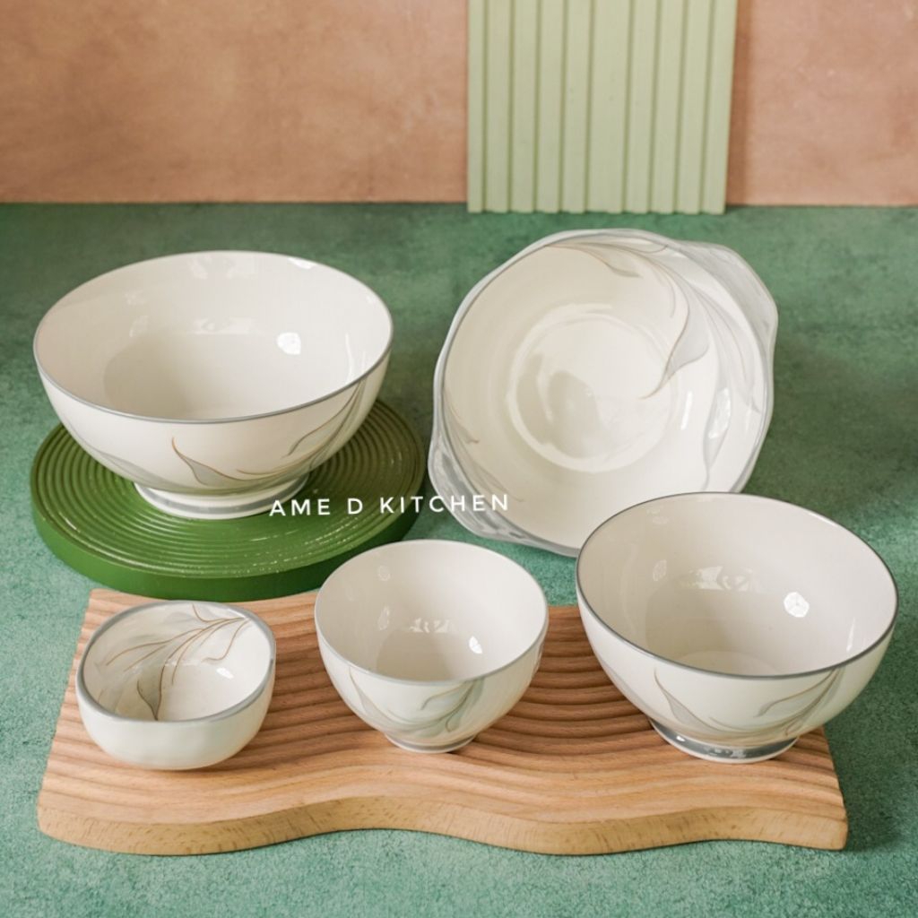 Perlengkapan makan keramik Mangkok japan daun Ayumi series