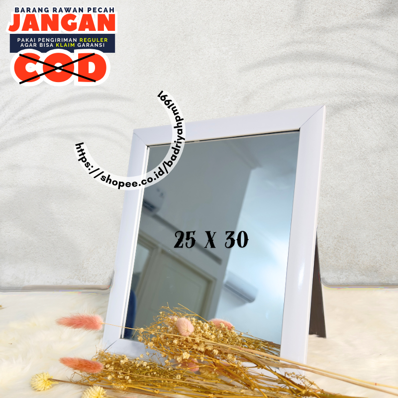 Standing Mirror Cermin Aesthetic Kaca Full Body 25 X 30 Kecil Berdiri Kotak Persegi Minimalis Meja