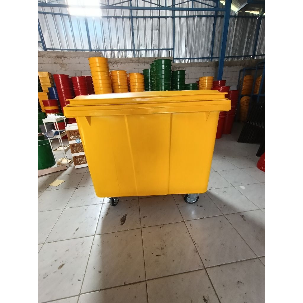 tempat sampah roda 660L, tempat sampah besar, tempat sampah