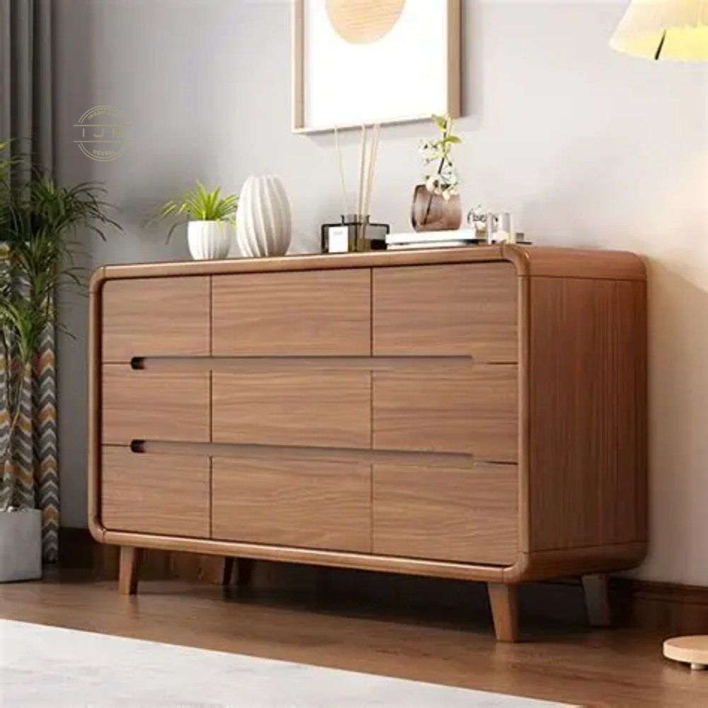 Drawer 6 Laci Jati Minimalis Lemari Rak Sepatu Kayu Rak Lemari Bufet Serbaguna Kayu Jati Solid