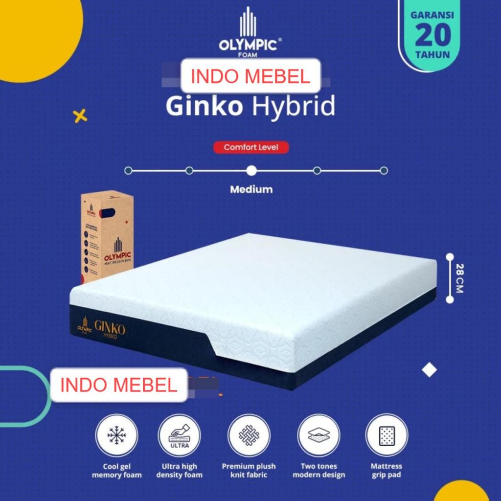 Kasur Busa Ginko Hybrid Olympic Memory Foam Garansi 20 Tahun In The Box ( Tebal 28 cm ) - kasur90x20