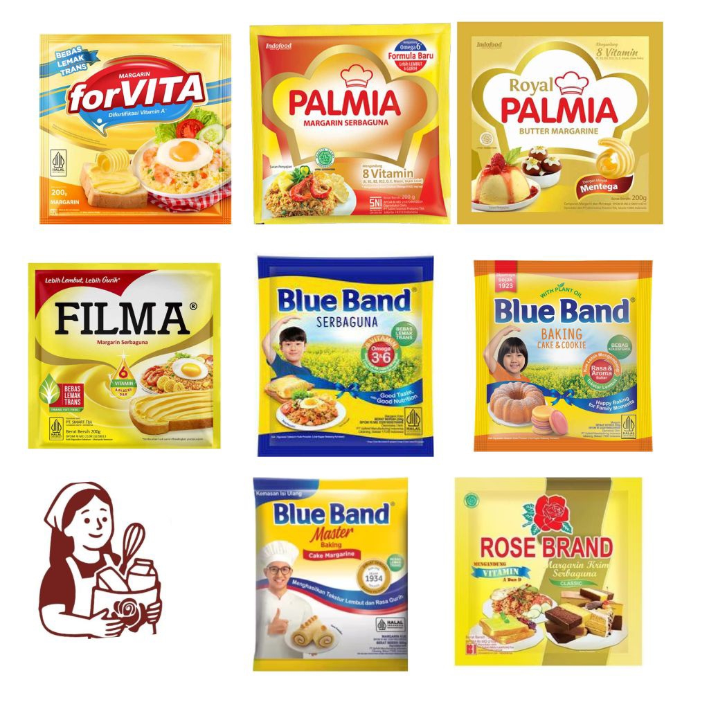 

Mentega / Margarin Kemasan Saset - Blue Band - Filma - Palmia - Forvita - Rosebrand
