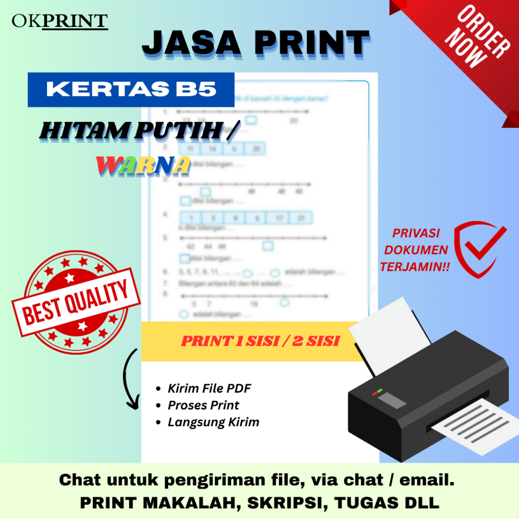 

OKPRINT-KERTAS B5 JASA PRINT MURAH TUGAS || MAKALAH || SKRIPSI || ARTIKEL || DLL